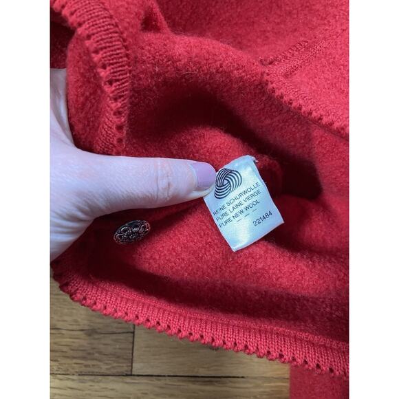 Geiger Tyrol Austria Boiled Wool Cardigan Knit Sweater Jacket Red Sz 42- Large - Picture 6 of 9